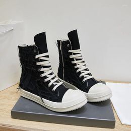 Casual Shoes Fashion Tassel Sail Rags High-top Cross Lace-up Wear-resistant Breathable Couple Board Round Toe Zapatos