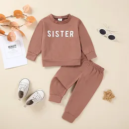 Clothing Sets CitgeeAutumn Toddler Girls Outfit Letter Print Long Sleeve Sweatshirt And Elastic Waist Pants Set Cute Fall Clothes