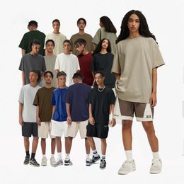 T Shirt 2024 spring and summer earth color heavy t shirt men's American street tide brand solid color cotton short sleevers