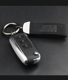1Pcs NEW Car M Logo Black Matte Leather Keychain Keyring Key Case Holder For 7542494