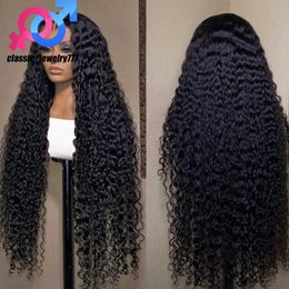 40 Inch Curly Lace Front Human Hair Wigs For Black Women Pre Plucked Brazilian 13x4 Deep Wave Frontal Wig Synthetic Black Hd Lace Wig