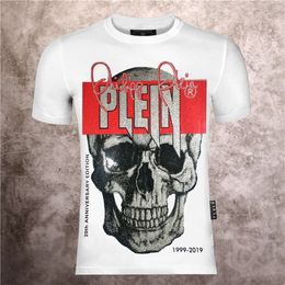 Brand Trendy Philippe Pullan Short Sleeved Round Neck With A Domineering Personality And High Quality PP Hot Diamond Skull Men's T-Shirt T-Shirt nd