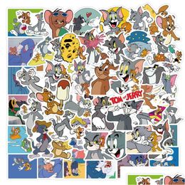 Car Stickers 50Pcs/Lot Tom And Jerry Sticker Cats Mouse 90S Art Print Home Decor Wall Notebook Phone Lage Laptop Bicycle Scrapbooking Ot9Vu