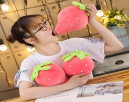 Lovely 22cm Pink Strawberry Soft Plush Food Fruits Toy Down Cotton Stuffed Strawberries Plants Plushie Decor Kids Gift LA2551115538