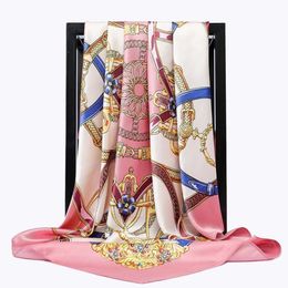 Scarves For Women Print Twil Hair Neck Square Silk Scarf Office Ladies Shawl Bandana 90X90CM Muslim Hijab Handkerchief Korean251w