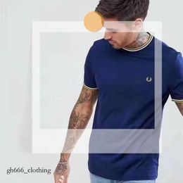 Designer FRED PERRY Wheat Ear Round Neck Summer T-shirt Pure Cotton New College Style Fashion Simple Fit Underlay Compagnie Cp Polo Shirt 680