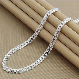 Chains High Quality Brand Fashion 6MM Full Sideways Necklaces Male Female 925 Sterling Silver Jewellery Women Men Necklace