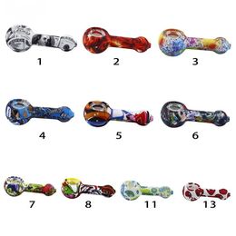 wholesale silicone water pipes water bongs With colorful pattern smoking pipes glass bowl tobacco pipe smoking accessories LL