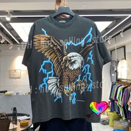 Oversize Men's T-shirts Rhude T-shirt Men Women High Quality Lightning Graphic Rhude Eagle Tee Vintage Tops Short Sleeve Collar Tag Tees 31