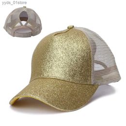 Ball Caps Fashion Womens Baseball Hat Frosted Duck Tongue Baseball C Back Opening Mesh Hat Leaky Pony Tail Duck Tongue Hat L240314