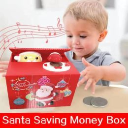 Boxes Santa Saving Money Box Coin Savings Box ATM Bank Safe Santa Snowman Automatic Coin Stealing Children Christmas Gift