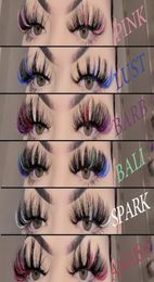 Color Eyelash Mink 3D Fake Lashes Natural Long 25mm Colored Lash Eyelashes Party Makeup Kit Colorful False Eye Lashes Whole3112654