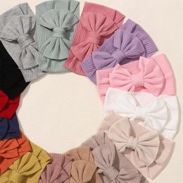 Hair Accessories Baby Wide Headband Striped Knit Bow Handcrafted Band Born Soft Comfortable Headwear Turban Kids