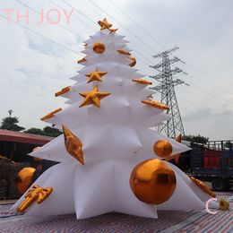 Remessa gratuita Atividades ao ar livre 10mh (33 pés) Com Árvore inflável de Natal Branco de Blower, Balão de Árvore de Natal Inflável de Coloração LED para Evento