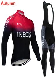 INEOS Cycling Jersey Kit 2020 Pro Team Autumn Long Sleeve Cycling Clothing MTB bike Clothing 9D gel padded Bib Pants kit Ropa Cicl4209927