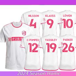 2024 St. L Ouis City Soccer Jerseys Maglia 24 25 MLS Home White NILSSON KLAUSS NELSON GIOACCHINI VASSILEV BELL PIDRO Shirts Mens Football Uniforms