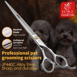 Scissors Fenice Professional 7.0 /7.5 inch pet grooming in dog hair trimmers scissors serrated blade dog cutting grooming shears