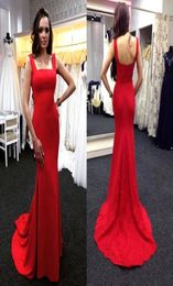 Elegant Mermaid Red Prom Dresses Square Neckline Cheap Long Evening Gowns for Women Red Carpet Dress Formal Evening Dresses Custom8964786