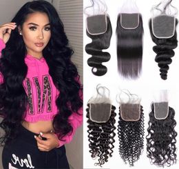 8A Brazilian Body Loose Wave Deep Wave Kinky Curly Water Wave Human Hair Lace Closure Middle Part 3Part 4x4 Lace Top Closure2963145