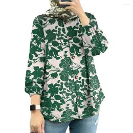 Ethnic Clothing Durable Bohemian Holiday Shirt Tops Floral Long Sleeve Muslim O Neck Petticoat Polyester Printed Ramadan Vintage