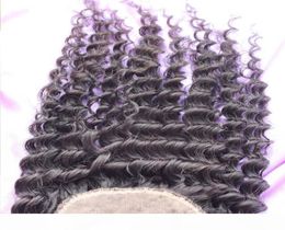 Mongolian Silk Base Closure 3 Part deep Curly Silk Base Closure Mongolian human hair 4x4 Silk Top Closure for black woman wholesal2729529