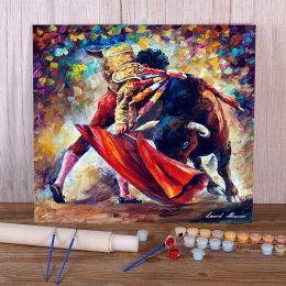 Number Bull Fight Colouring By Numbers Painting Kit Oil Paints 50*70 Boards By Numbers Loft Wall Picture For Wholesale