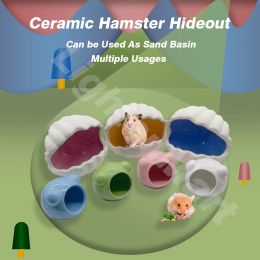 Cages Ceramic Hamster Cooling Hideout House Sand Litter Basin Box Small Animals Cooling Room