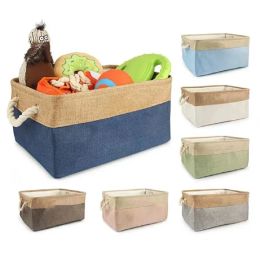 Baskets Foldable Storage Baskets Double Colour Linen Basket with Sturdy Carry Handles Durable Toys Clothes Home Closet Storage Organiser