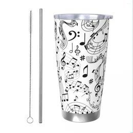 Tumblers Musical Notes Music Lover Tumbler Vacuum Insulated Thermal Cup Flask Double Wall Mug Cold Drink 20oz