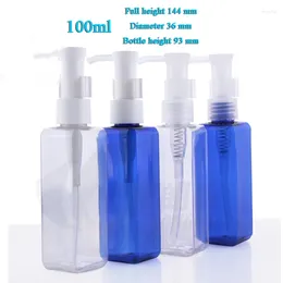 Storage Bottles Capacity 100ml 30pcs/lot Square Remover Pump Bottle Packaging Plastic Cleansing Oil