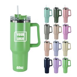 NEW COLORS 40oz Reusable Tumbler with Handle and Straw Stainless Steel Insulated Travel Mug Tumbler Quencher Tumblers