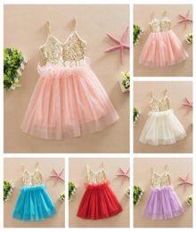 Whole Sweet Kids Girls Tutu Sequins Dress Sundress Multi Candy Colour Princess Party Dress Halter V Neck Dress4325942