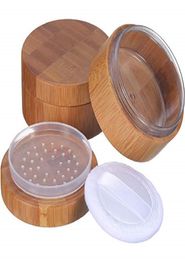 30 ml Empty Powder Case Bamboo Cosmetic Jar Makeup Loose Powder Box Case Container Holder with Sifter Lids and Powder Puff4654638