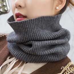 Sparsil Women Cashmere Knit Ring Scarves 42cm Neck Warmer Solid Colour Elastic Comfort False Collar Female Winter One Loop Scarf Y2286f
