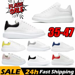 New Designer Casual Shoes Woman Mens White Smooth Calf Leather Large Flat Laces Platform Rubber Sole Sneakers Black Pink Blue Rounded