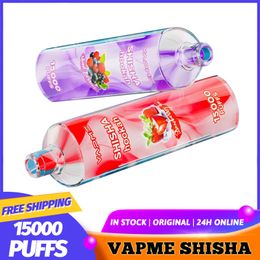 Original VAPME SHISHA Hookah 15000 Puffs Disposable Vapes Mesh Coil E Cigarette 25ml Prefilled Carts 24 Flavors Vape Pen Puff 15k Vaper Vapers VS JNR 12000 tornado 12k