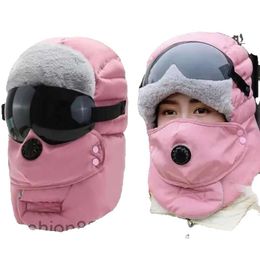 Balaclava unissex inverno quente Chapéu Trapper Cap Rosto Proteção para os olhos À prova de vento Ciclismo Caps Máscaras 4UVNY