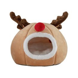 Mats Cat Cave Bed for Indoor Small to Large Cat Washable Removable Cushion Soft Christmas Reindeer Tent AntiSlip Bottom
