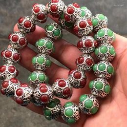 Strand Factory Wholesale Tibetan Silver Inlaid Diy Six Words Mantra Beaded Bracelet