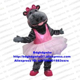 Mascot Costumes Long Fur Female Dancing Ballerina Hippo River Horse Hippopotamus Mascot Costume Character Photo Session Student Activity Zx2239