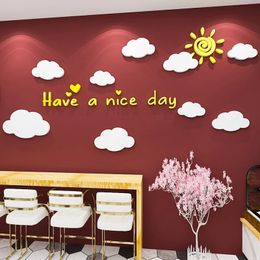 Cartoon Sky Cloud Acrylic Wall stickers For kids room Home decoration Childrens Ceiling DIY Decor Living Sticker 240312