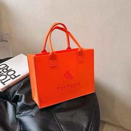 HBP Light Orange Fashion Wholesale Felt Tote Bag Letter Felt Woman Handbags Large Capacity Cute Wind Cartoon Felt Shopping Bag