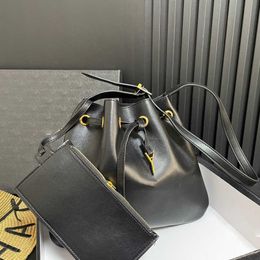 Yslbags Bag Drawstring Bags Women Bucket Designer Leather Shoulder Bag y Luxury Crossbody Bag Female Brand Handbags Fashion Letter Purses Cross Body Bag 240315