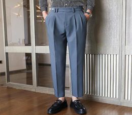 Fashion Business Stretch Suit Pant Man Casual Pants Men Straight Slim Fit Trousers Male Black Apricot Haze Blue2362826