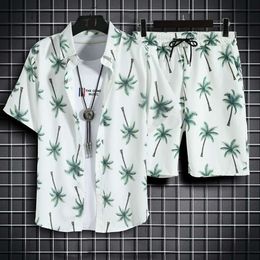 Designer Suit Summer Beach Tourism Set for Mens Short Sleeved Shirts Trendy Coloured Hawaiian Shorts Two Piece Kk3k