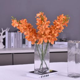 62cm Real Touch Cymbidium Orchid Wedding Party Home Decor Fake Vanda Orchids Flower Arrangement Materials flores artificiales 240306