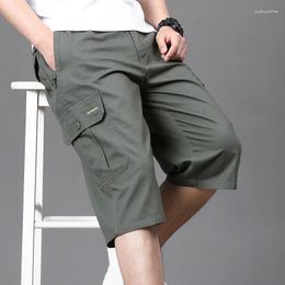 Men's Shorts Clothing Straight Casual Commute Daily Summer Solid Colour Fashion Pockets Spliced Safari Style All-match Knee Pants