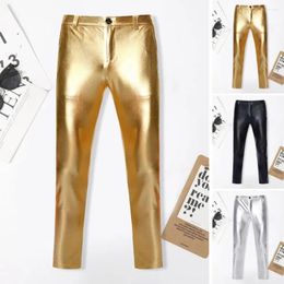 Men's Pants Men Skinny Fit Solid Color Elastic Trousers For Nightclub Party Dance Comfortable Fashion All-match