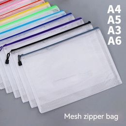 A4 A5 A3 A6 File Bag 20pcs Largecapacity Grid Zippe Production Inspection Data Storage Student Test Paper Sorting 240314