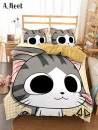 3D Cartoon Bedding Set For Kids Children Anime Linen Bed Cover Set Cat Print Duvet Cover Girls Boy Single Design NO Bed Sheets 2013975284